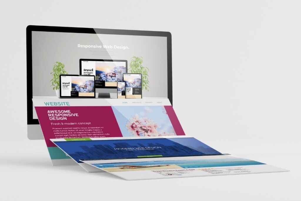 Graficzna prezentacja procesu projektowania indywidualnej strony internetowej na ekranie monitora.