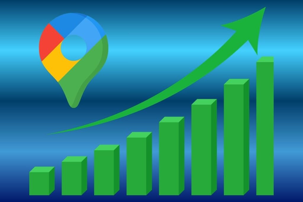 Grafika pokazująca, jak optymalizacja wizytówki Google prowadzi do wzrostu wyników.